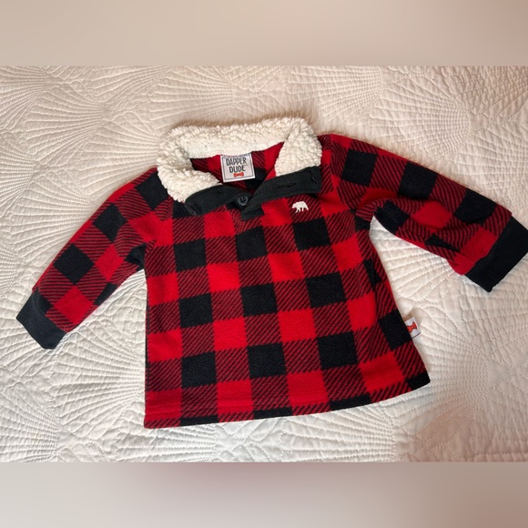 dapper dude Other - Dapper Dude Red and Black Plaid Kids Shirt 6/9M